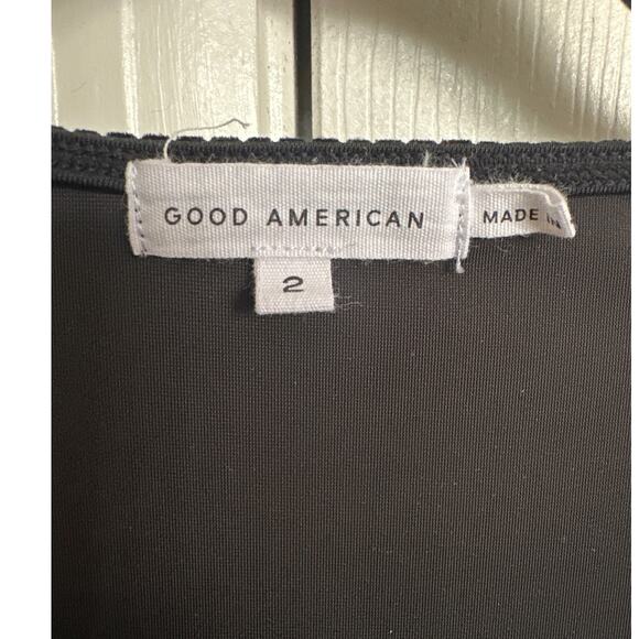 Good American Black Velvet Midi Dress Ribbed Size 2 - Picture 5 of 9